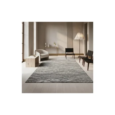 Teppich Hochflor TALFER in Grau, im Boho-Stil, aus Polypropylen, 200 x 290 cm