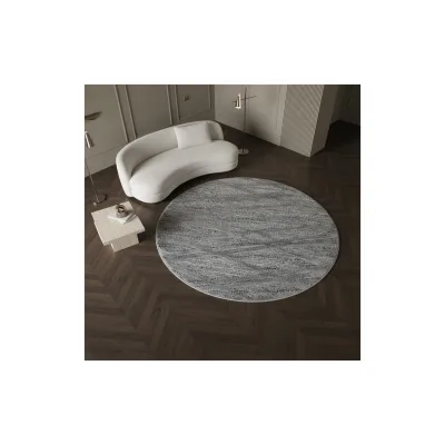Teppich Hochflor TALFER in Grau, im Boho-Stil, aus Polypropylen, Ø 120 cm