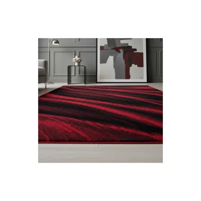Teppich Kurzflor ASPEN in Rot, mit abstraktem Wellenmuster, 120 x 170 cm