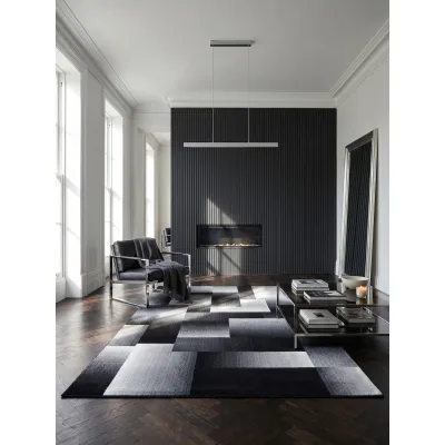 Teppich Kurzflor ASPEN in Schwarz, abstrakt kariert, 200 x 290 cm