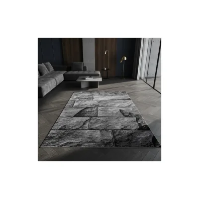 Teppich Kurzflor DRAU in Schwarz, in Steinoptik, 160 x 230 cm