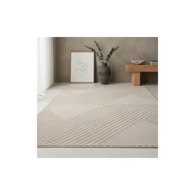 Teppich Kurzflor ILLER in Beige, mit 3D-Design, aus Jute, Florhöhe 12 mm, 160 x 230 cm