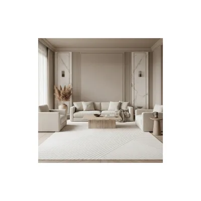 Teppich Kurzflor ILLER in Creme, mit 3D-Design, aus Jute, Florhöhe 12 mm, 80 x 250 cm