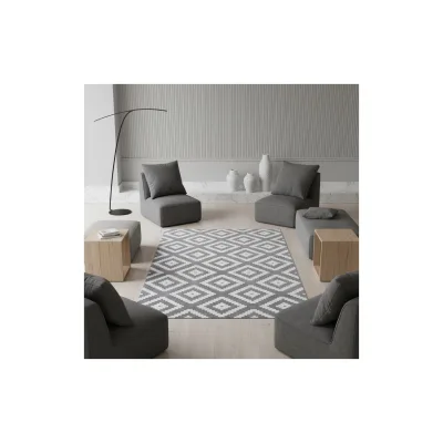 Teppich Kurzflor INN in Grau, geometrisch, 140 x 200 cm