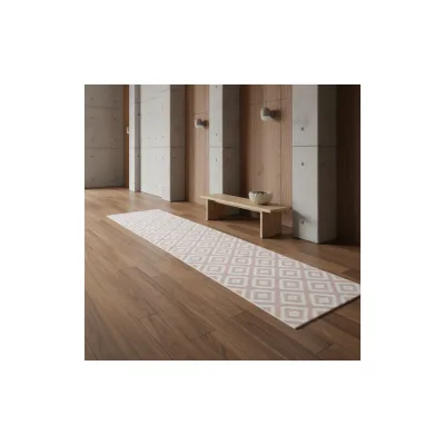 Teppich Kurzflor INN in Rosa, geometrisch, 80 x 300 cm