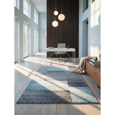 Teppich Kurzflor SOLDA in Blau, kariert, 140 x 200 cm