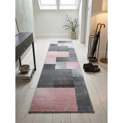 Teppich Kurzflor SOLDA in Rosa, kariert, 80 x 150 cm