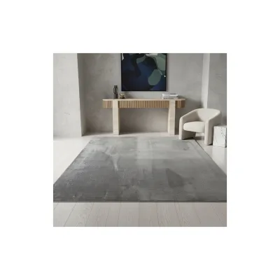 Teppich Kurzflor Waschbar ISAR in Silber, einfarbig, 160 x 220 cm