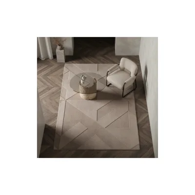 Teppich Kurzflor Waschbar LAVAREDO in Beige, geometrisch, 200 x 290 cm