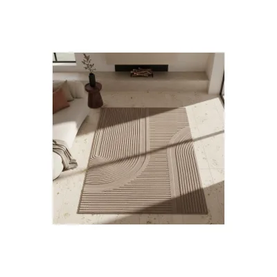 Teppich Kurzflor Waschbar LAVAREDO in Beige, im Boho-Stil, aus Microfaser, 160 x 230 cm
