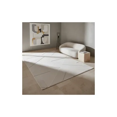 Teppich Kurzflor Waschbar LAVAREDO in Creme, geometrisch, 120 x 170 cm