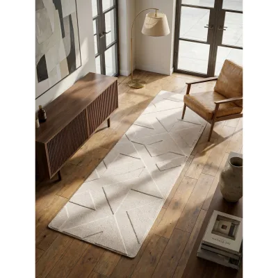 Teppich Kurzflor Waschbar LAVAREDO in Creme, geometrisch, 80 x 250 cm