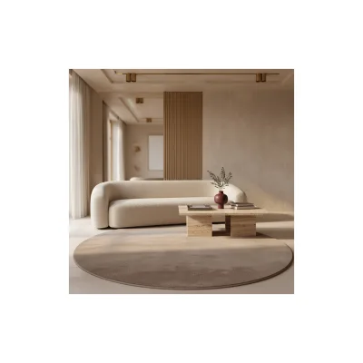 Teppich Kurzflor Waschbar LECH in Beige, einfarbig, Ø 200 cm