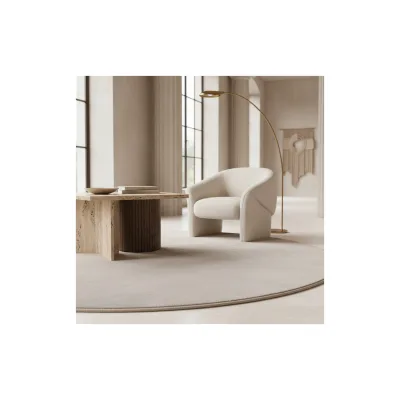 Teppich Kurzflor Waschbar LECH in Creme, einfarbig, Ø 160 cm