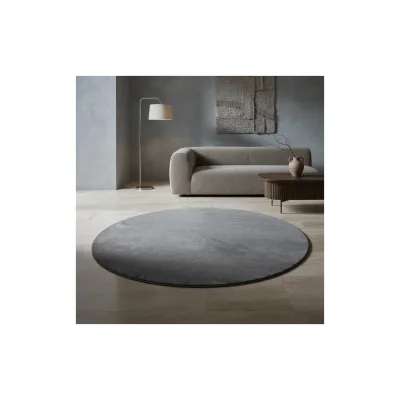 Teppich Kurzflor Waschbar LECH in Grau, einfarbig, Ø 200 cm