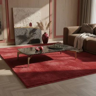 Teppich Kurzflor Waschbar NECKAR in Rot, einfarbig, 140 x 200 cm