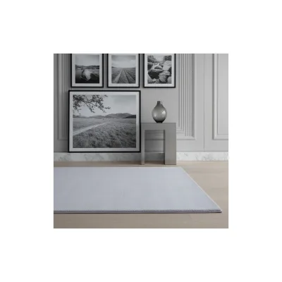 Teppich Kurzflor Waschbar NECKAR in Silber, einfarbig, 80 x 250 cm