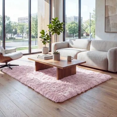 Teppich MCW-F69, Shaggy Läufer Hochflor Langflor, Stoff/Textil flauschig weich 200x140cm ~ rosa