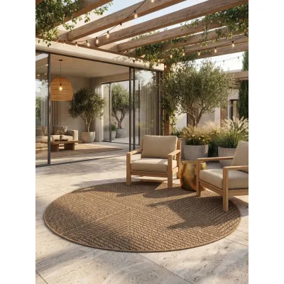 Teppich Outdoor ARLBERG in Beige, in Jute-Optik, aus Polypropylen, Ø 120 cm