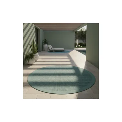 Teppich Outdoor DAFNE in Blau, einfarbig, Ø 160 cm