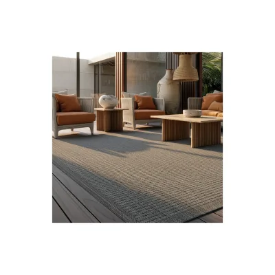 Teppich Outdoor DAFNE in Schwarz, einfarbig, 240 x 340 cm