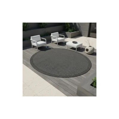 Teppich Outdoor DAFNE in Schwarz, einfarbig, Ø 200 cm