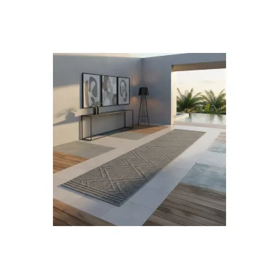 Teppich Outdoor IMST in Grau, im Boho-Stil, aus Polypropylen, 80 x 250 cm