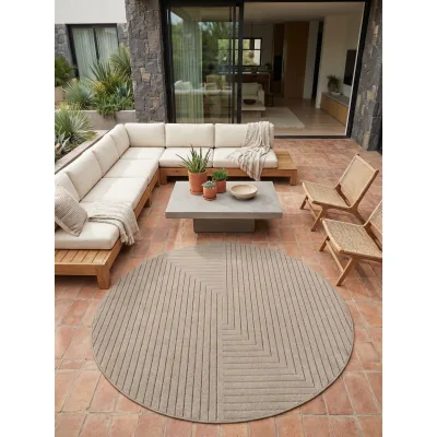 Teppich rund Outdoor Outdoor Beige Ø 200 cm - ENGADIN   Kadima Design