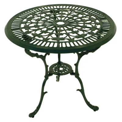 Tisch in Jugendstil Optik 70cm rund, Aluguss dunkelgrün