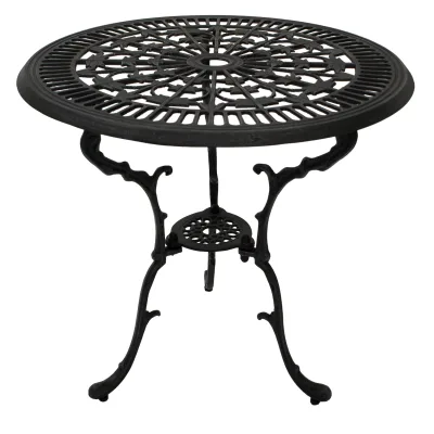 Tisch Jugendstil 70cm rund, Aluguss grau antik