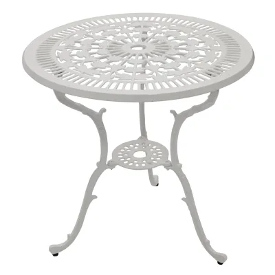 Tisch Jugendstil 70cm rund, Aluguss weiss