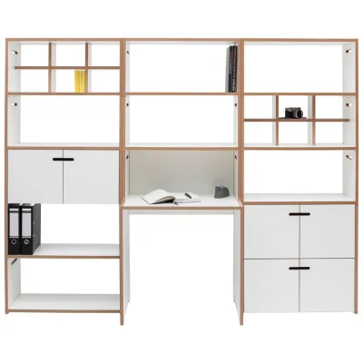 Tojo Mini-Office Weiß, Buche 50x179.1x228 cm
