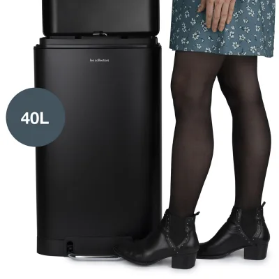 Les Collectors Tret-Mülleimer N°705 / Edelstahl/schwarz / 30 L/rechteckig und praktisch, Metall