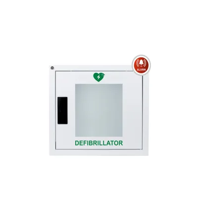 Universeller AED-Metallwandkasten, weiß für innen mit Alarm