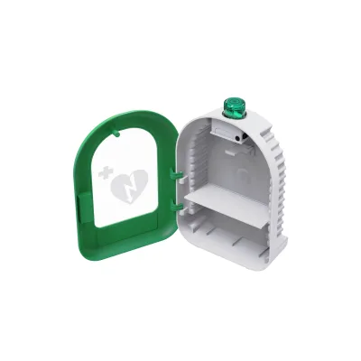 Universeller AED-PVC-Wandkasten, grün für innen mit Ton- und Lichtalarm