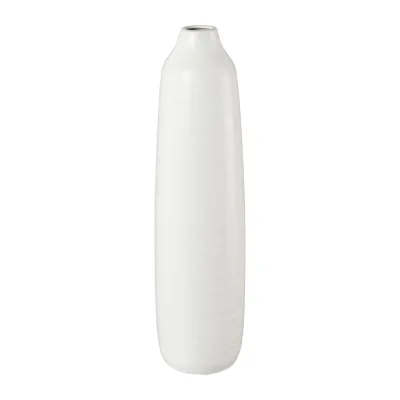 Vase Presence, Keramik, Weiß, 11 x 11 x 40 cm