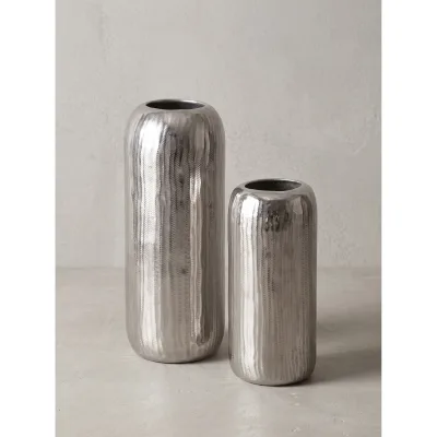 Vasen 2er-Set Aluminium Silber Ø 16x40,5 cm - AMALFI   Kadima Design