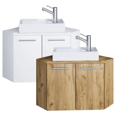 VCM 2-tlg Set   Waschplatz für Gäste WC   Gästebad   Waschtisch Toilette   Badmöbel Eckschrank   Badezimmer Set – Vilosa