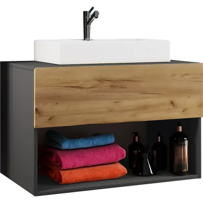VCM 2-tlg. Waschtisch   Breite 80 cm Waschplatz Badmöbel Waschbecken Bad Schrank Keramik Lendas ll