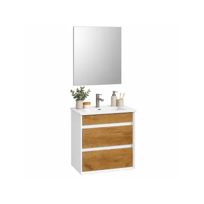 VCM 3-tlg Set, Waschplatz für Gäste WC, schmales Gästebad, Waschtisch Toilette, Badmöbel Badezimmer Set - Exila