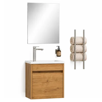 VCM 3-tlg Set, Waschplatz für Gäste WC, schmales Gästebad, Waschtisch Toilette, Badmöbel Badezimmer Set - Hagolo
