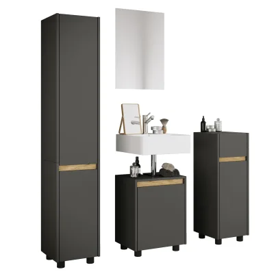 VCM 4-tlg. Badmöbel Set mit Waschbeckenunterschrank, Hochschrank, Midischrank & Spiegel - Cosila