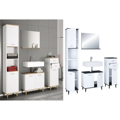 VCM 4-tlg. Badmöbelset   Badmöbel   Set aus Unterschrank, Midischrank, Hochschrank und Spiegel   Badezimmermöbel - Landos