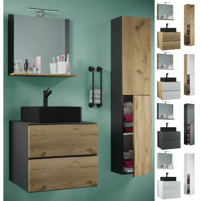 Mid.you Badezimmer Lendas BL L Anthrazit, Honigeiche 94 cm