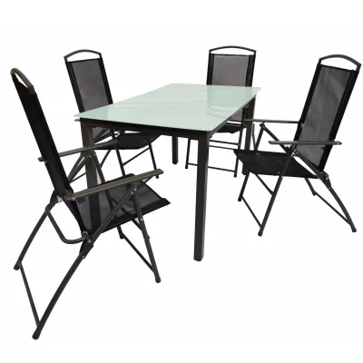 Gardenson Gartentischgruppe Schwarz 80x73x140 cm