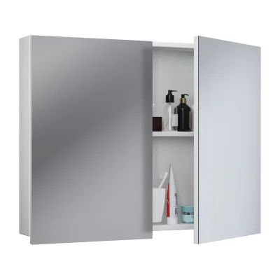 VCM Badschrank zeitlos   Maße ca. H. 59 x B. 60 x T. 12 cm   Zwei Drehtüren   Spiegelschrank - Badinos 59 x 60 cm