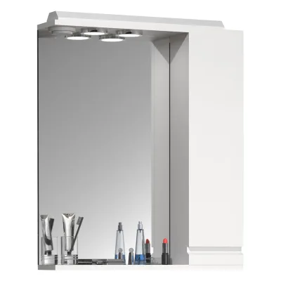 VCM Badschrank zeitlos   Maße ca. H. 71 x B. 60 x T. 14 cm   ausreichend Stauraum   Spiegelschrank mit Beleuchtung - Silora
