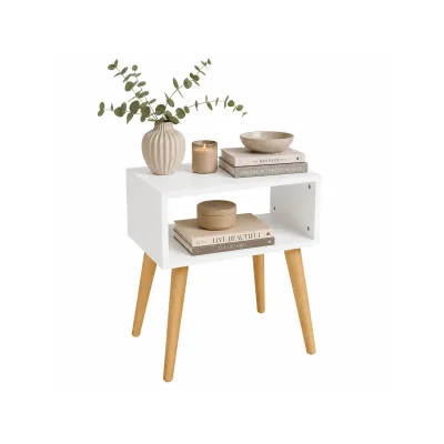 VCM Beistelltisch Nachttisch mit offenem Ablagefach, 45 x 30 x 56 cm, Holzoptik, modernes Retro-Design - Singol