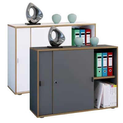 Livetastic Aktenschrank Weiß, Honigeiche 100x74x33 cm