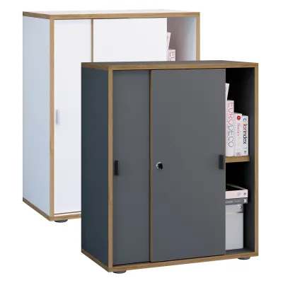 P & B Aktenschrank Anthrazit, Honigeiche 60x74x37 cm
